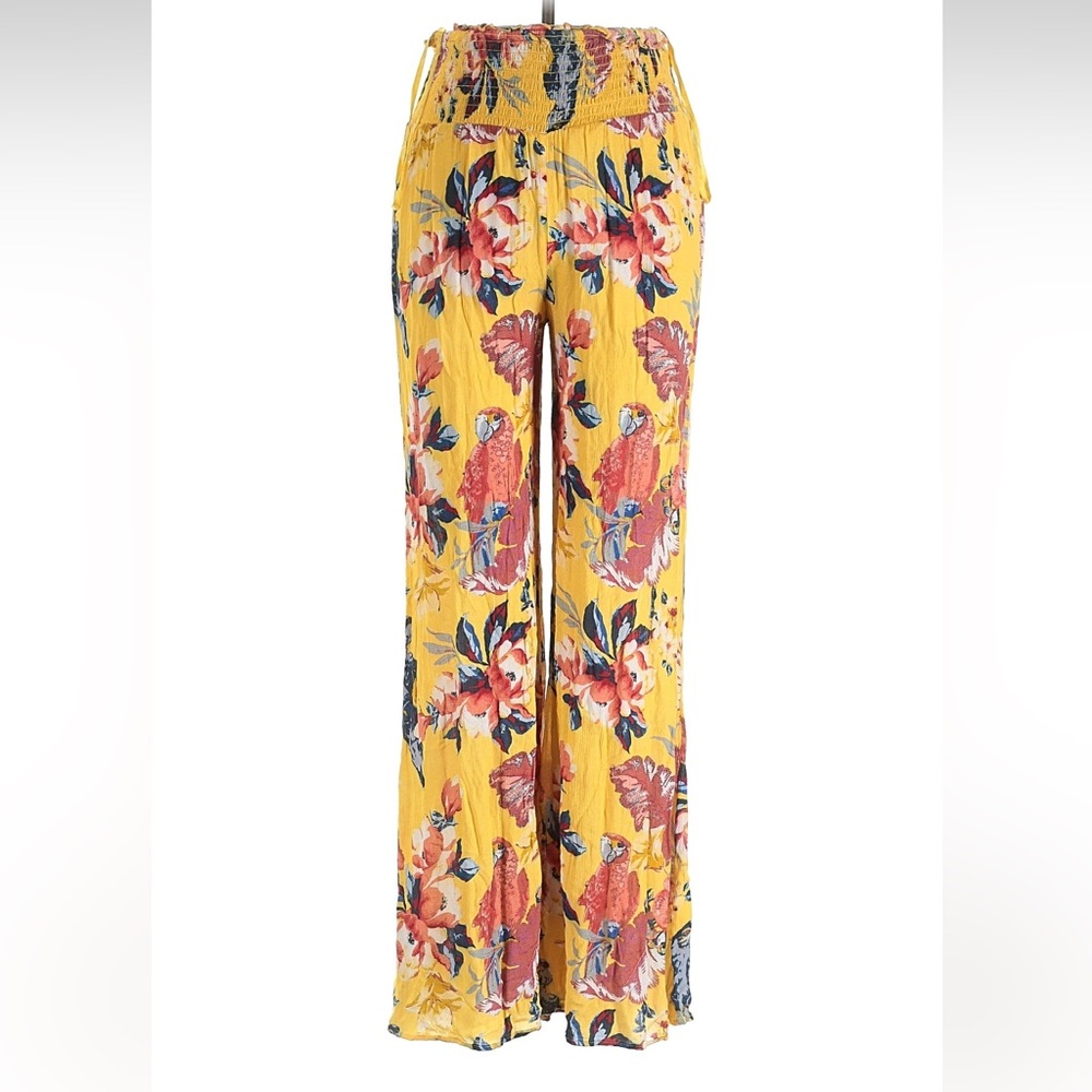 Anthropologie Tularosa Yellow Floral Wide Leg Pants Size S